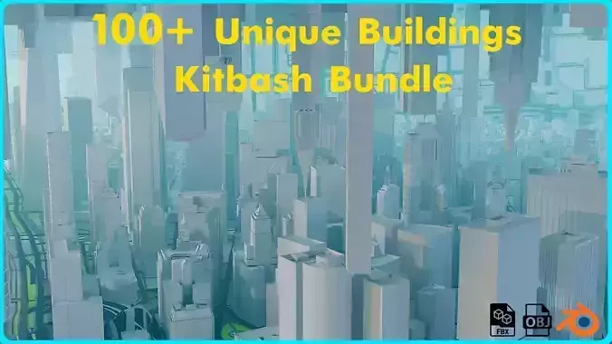Low poly Buildings unique kitbash bundle