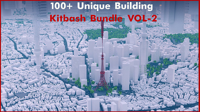 Low poly Buildings unique building kibash bundle vol Low-poly 3D print model