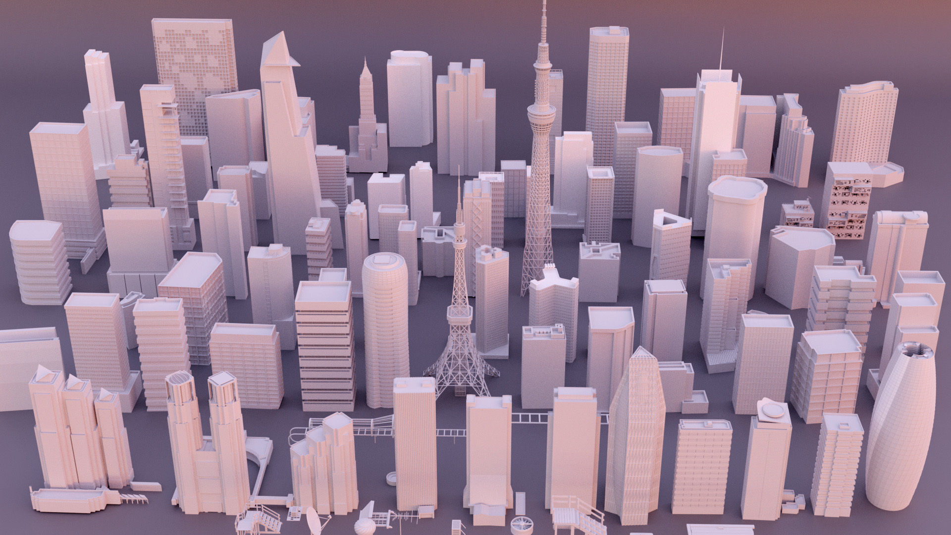 Low poly Buildings unique building kibash bundle vol 3D print model_1