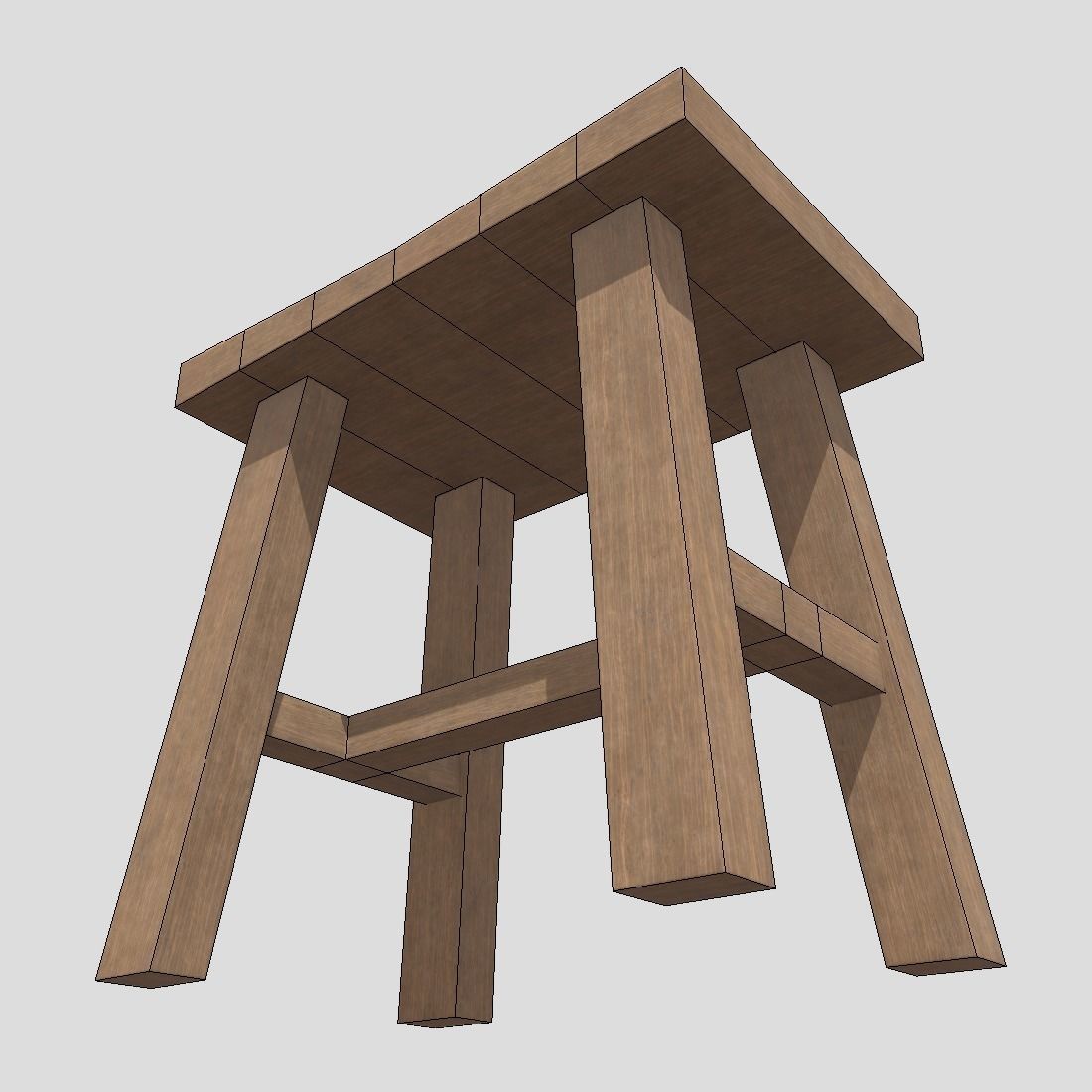 Stool 7 wooden Low-poly 3D model_10