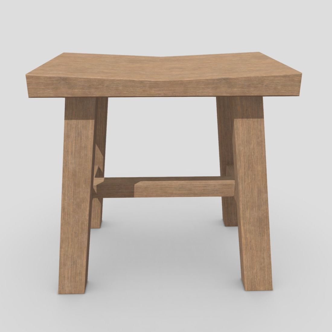 Stool 7 wooden Low-poly 3D model_3