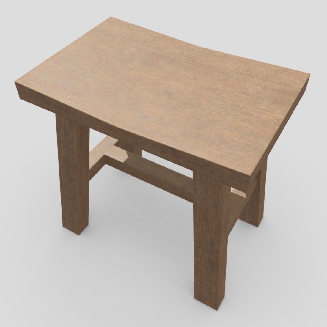 Stool 7 wooden Low-poly 3D model_5