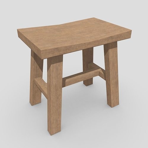 Stool 7 wooden Low-poly 3D model