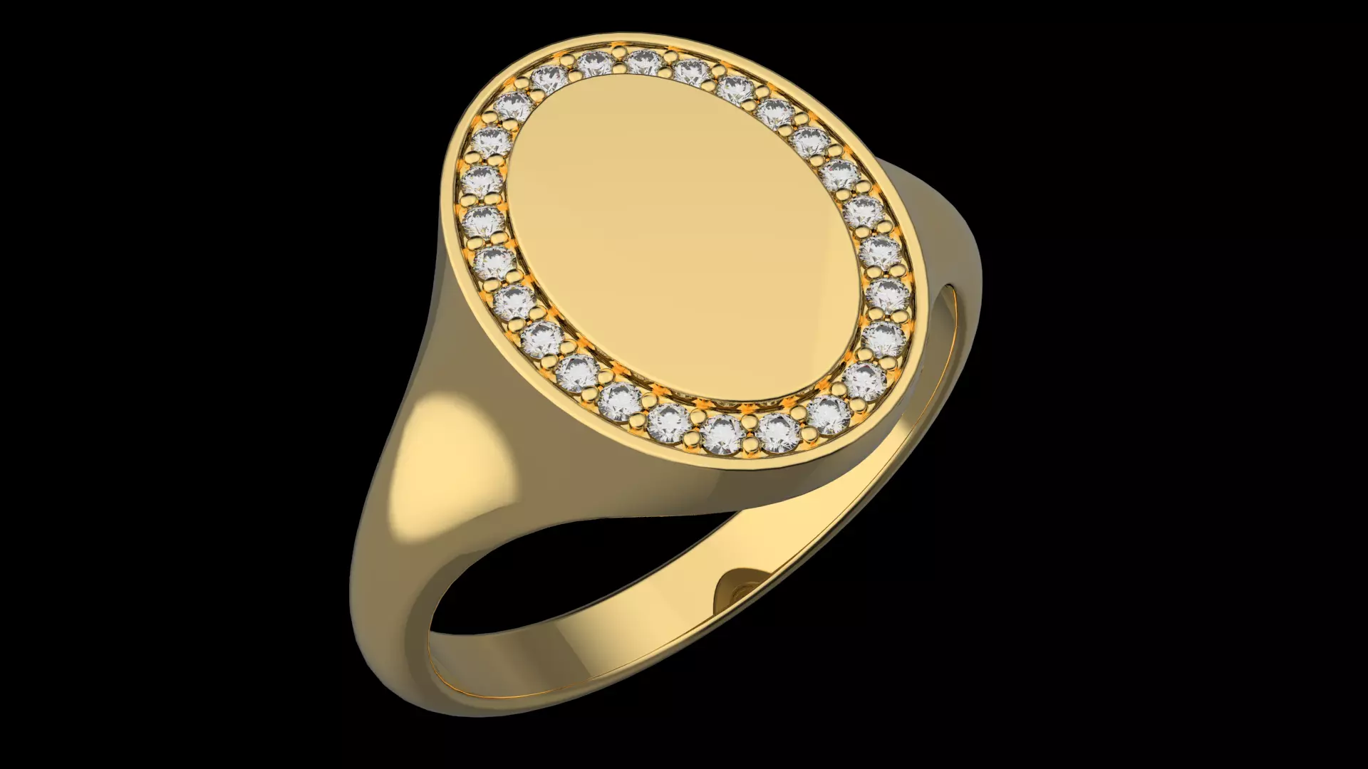 Signet ring with diamonds version 1 3D print model_0