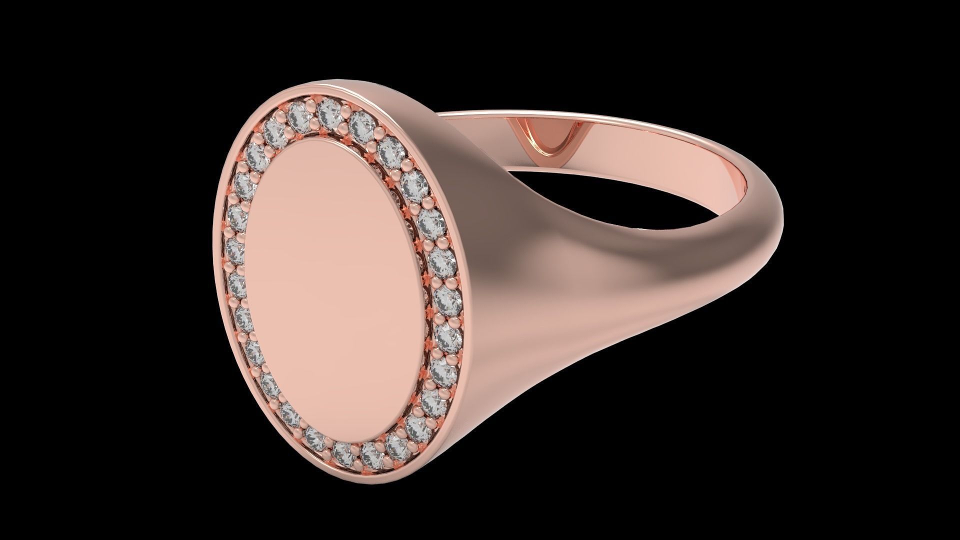 Signet ring with diamonds version 1 3D print model_3