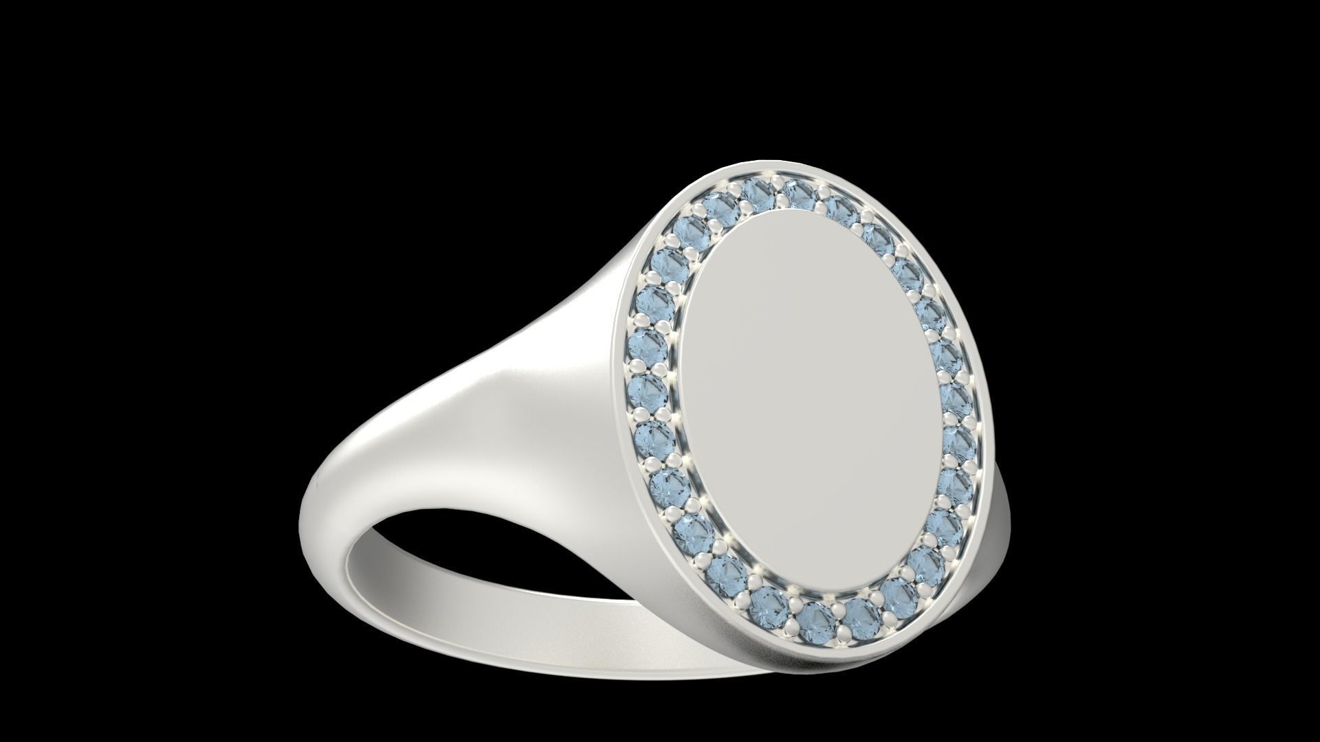 Signet ring with diamonds version 1 3D print model_4