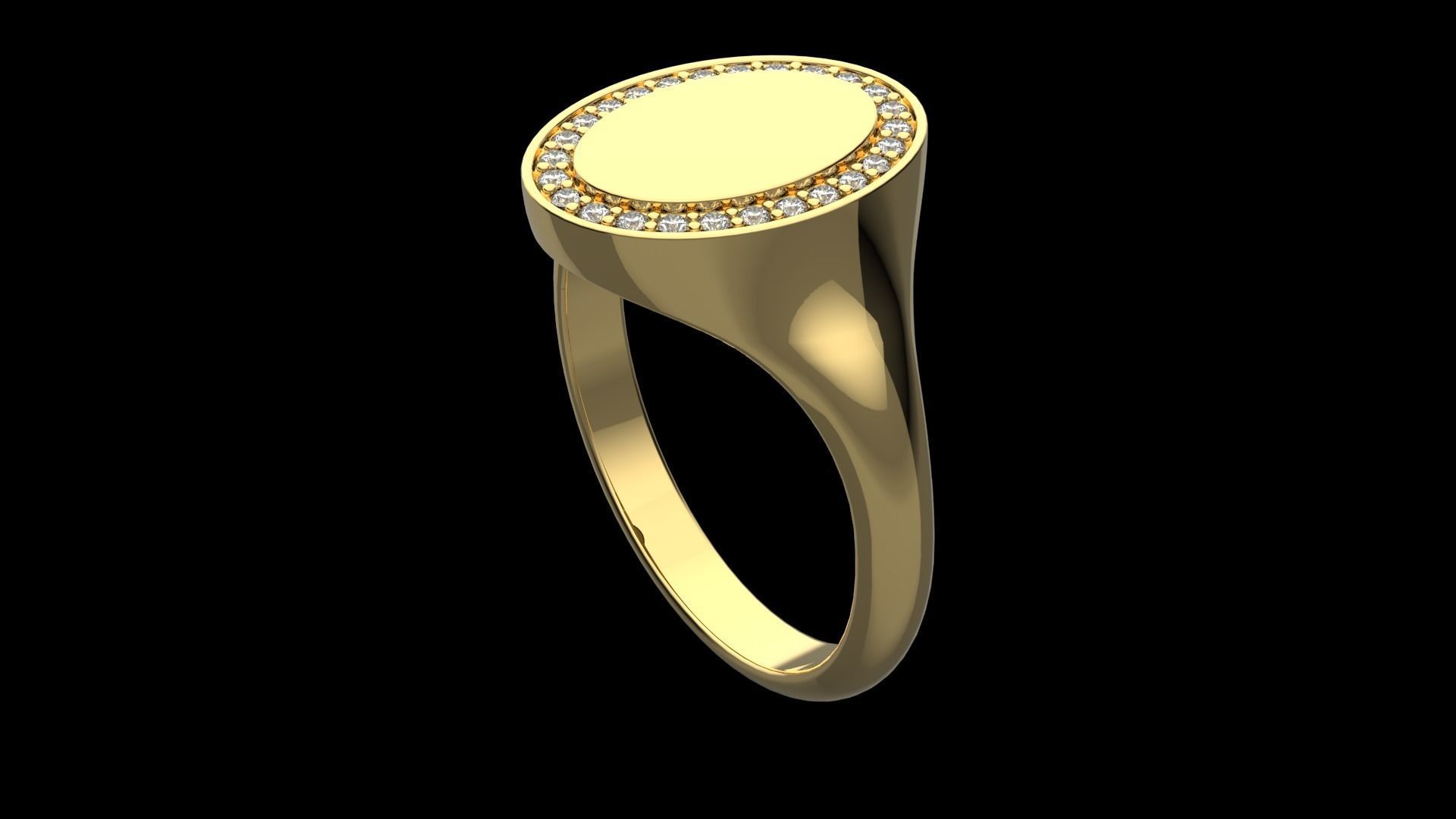 Signet ring with diamonds version 1 3D print model_2