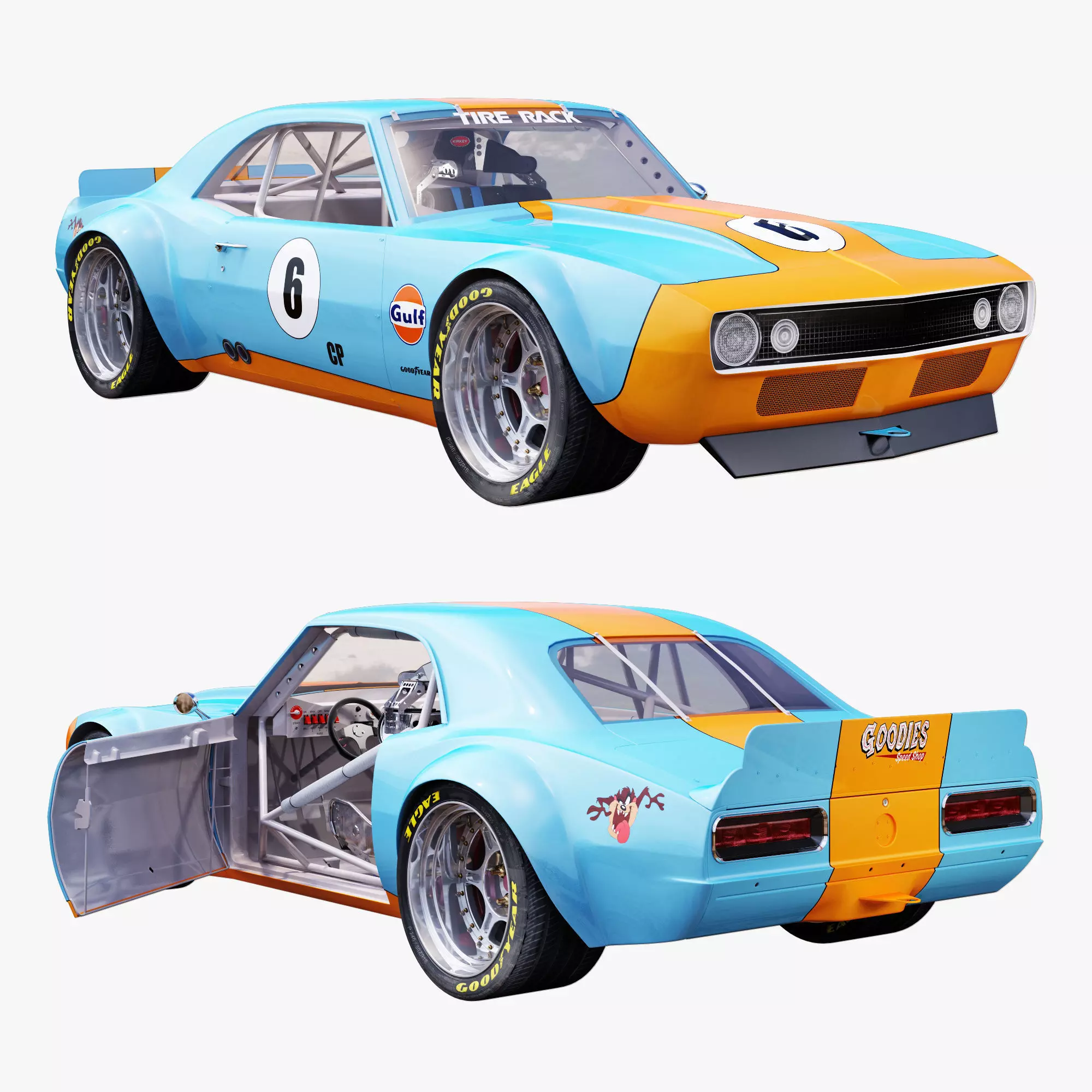 Chevrolet camaro gulf racing 1968 3D model_0