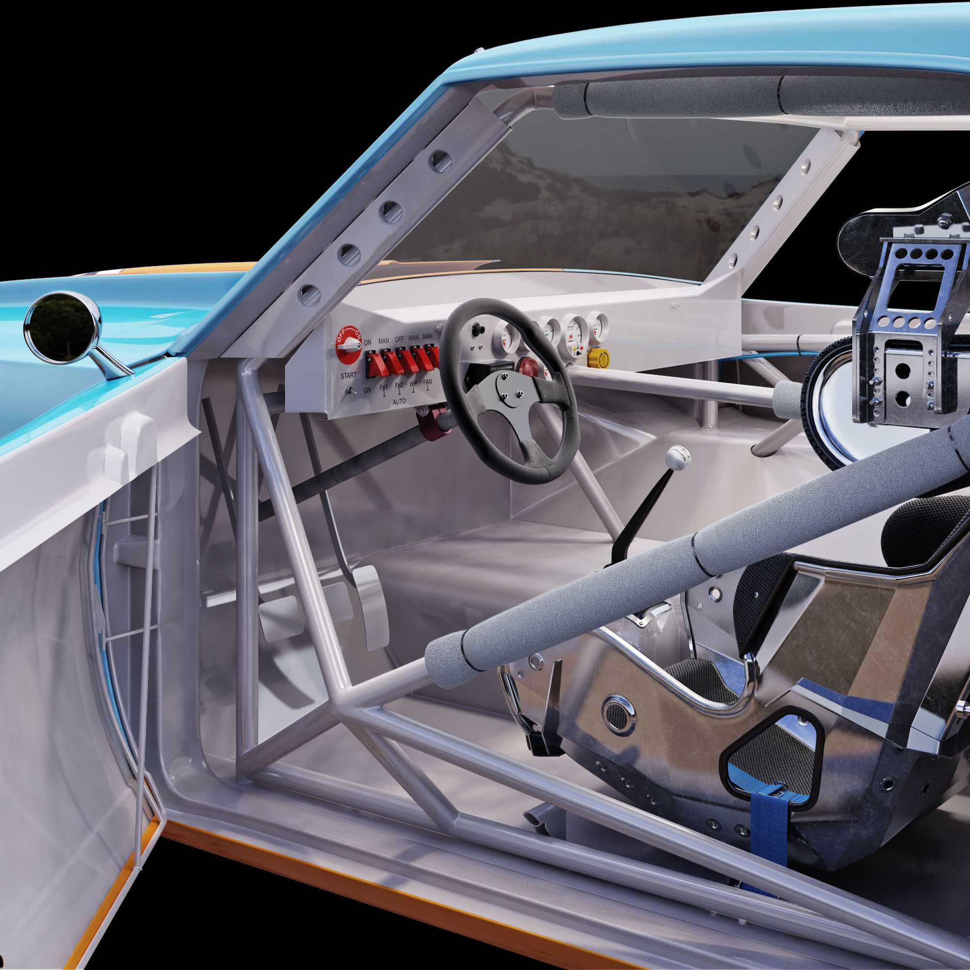 Chevrolet camaro gulf racing 1968 3D model_9