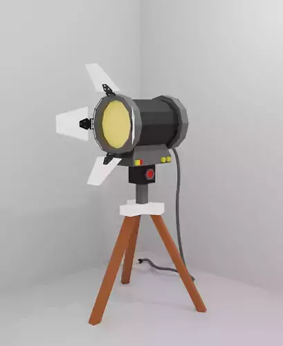 Spotlight Low Poly projector lamp on tripod