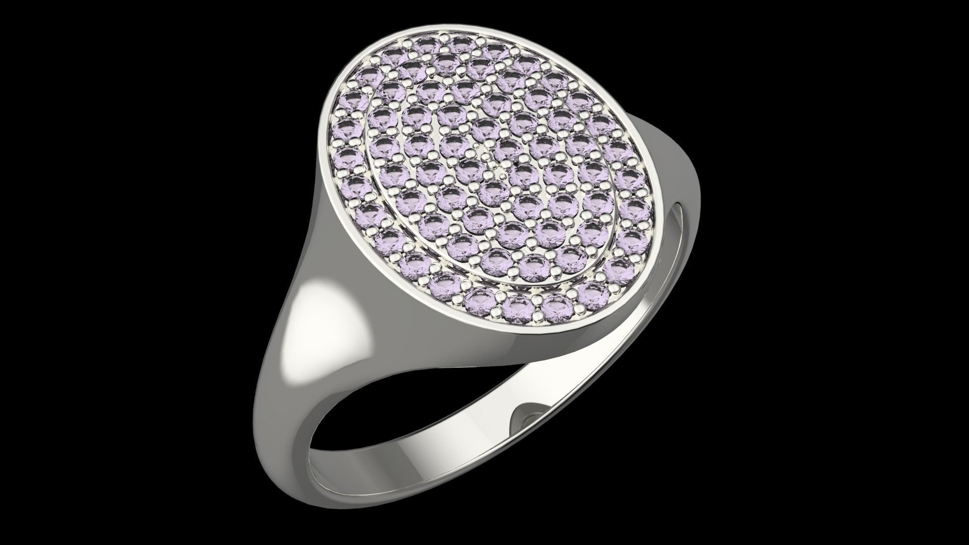 Signet ring with diamonds version 2 3D print model_2