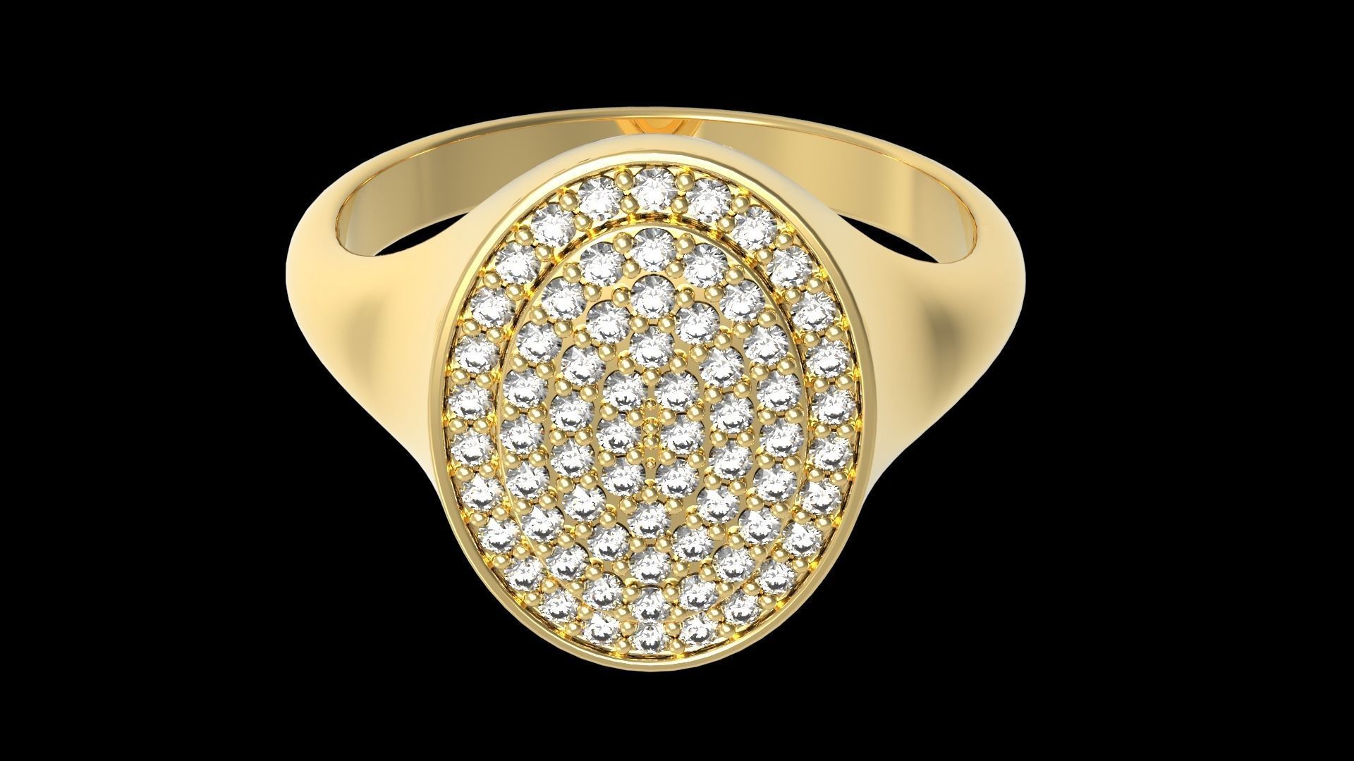 Signet ring with diamonds version 2 3D print model_1