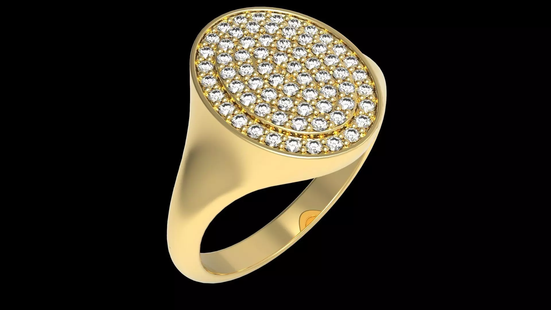 Signet ring with diamonds version 2 3D print model_0