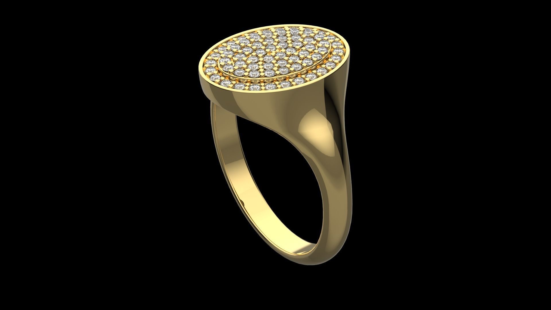 Signet ring with diamonds version 2 3D print model_3