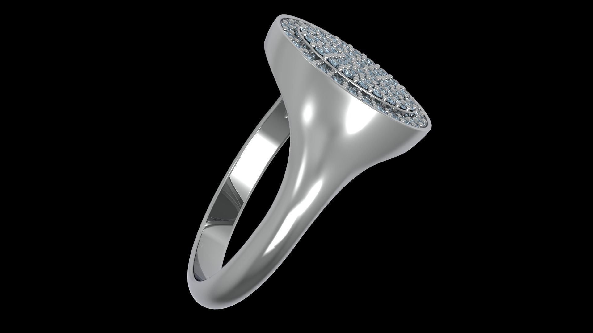 Signet ring with diamonds version 2 3D print model_4