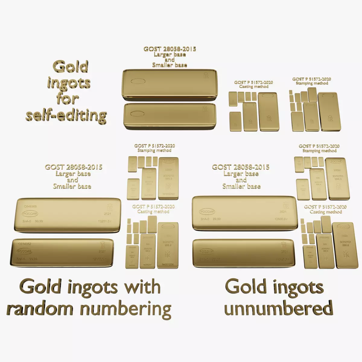 Russian standard gold bars 3D model_0