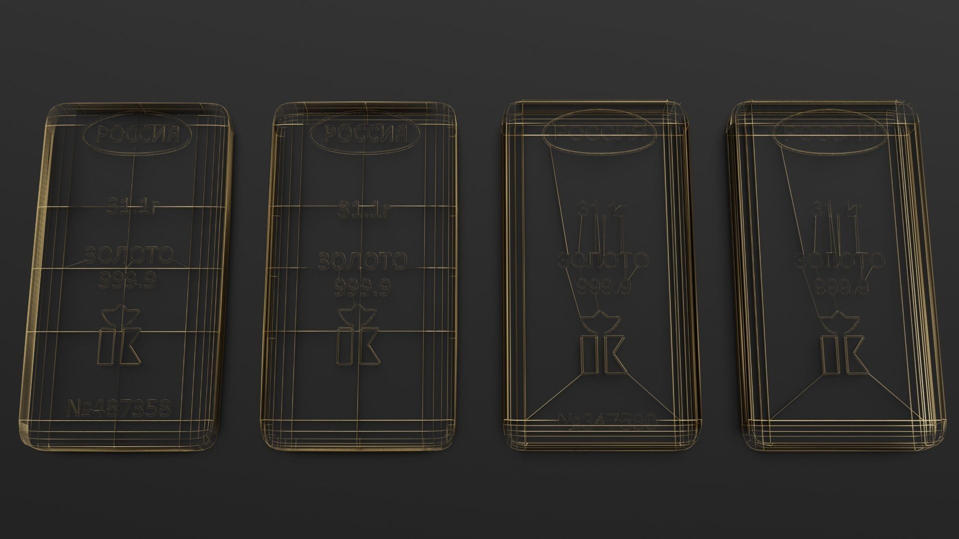 Russian standard gold bars 3D model_50