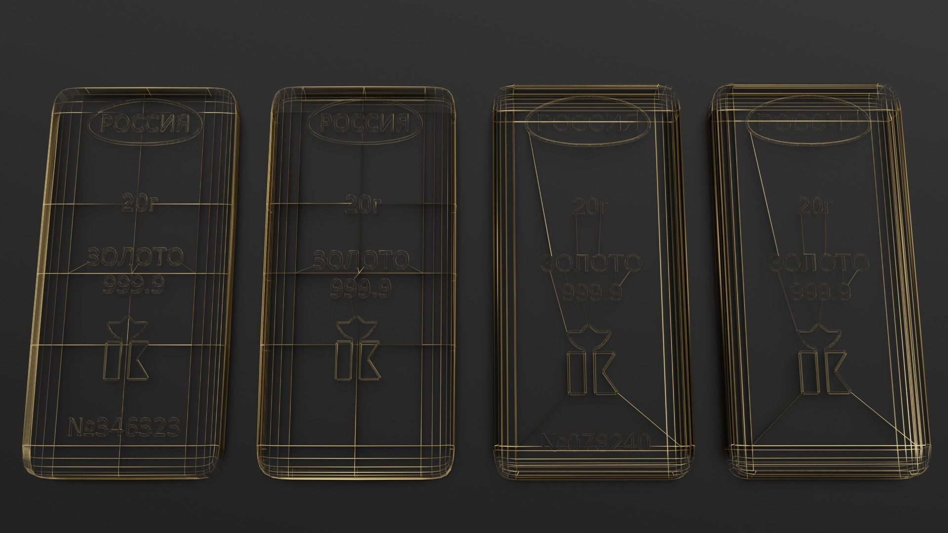 Russian standard gold bars 3D model_52
