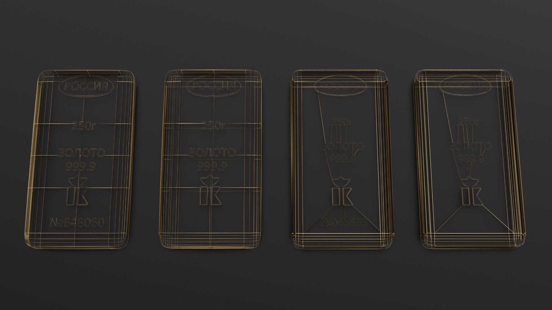 Russian standard gold bars 3D model_38
