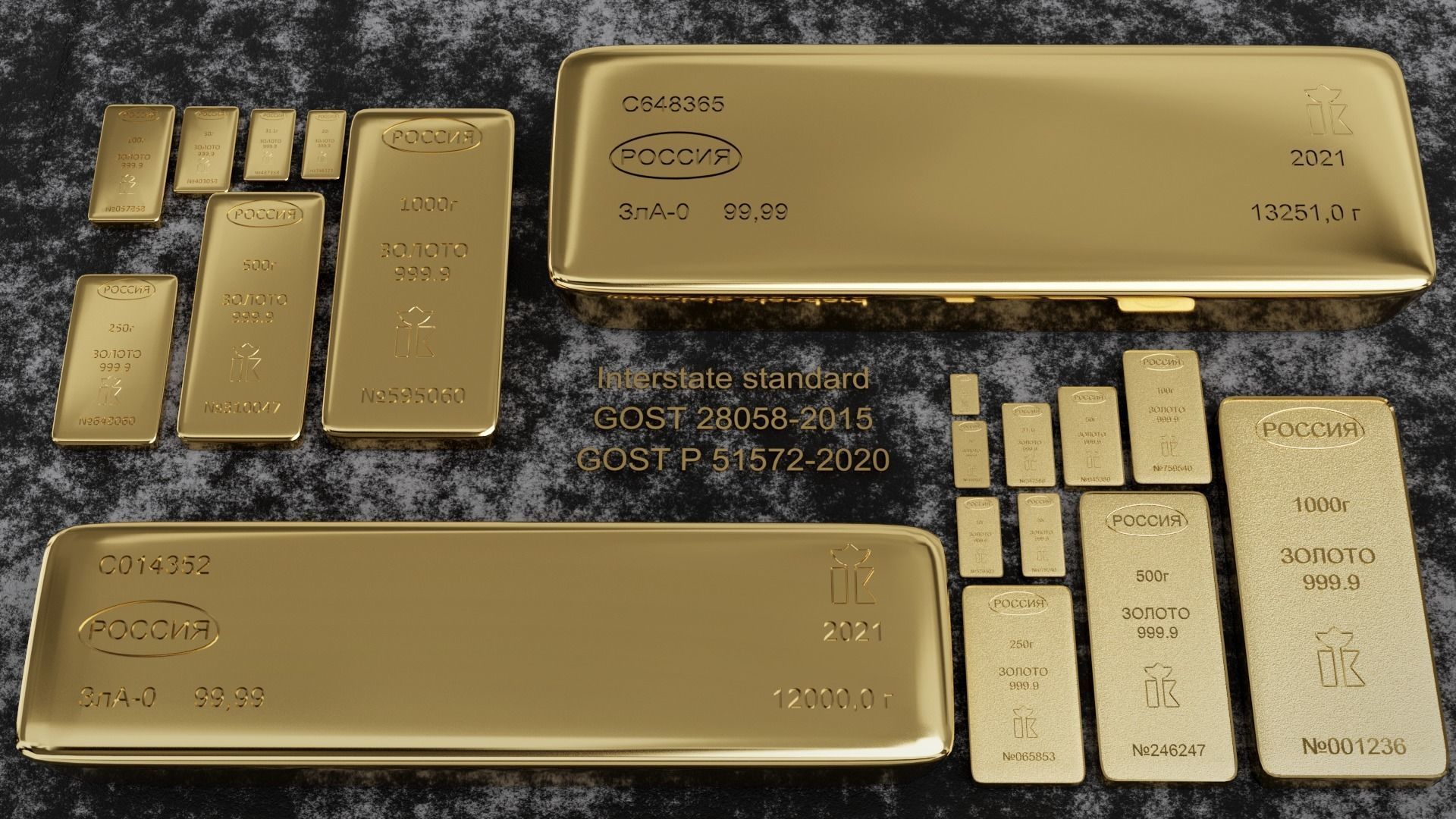 Russian standard gold bars 3D model_19