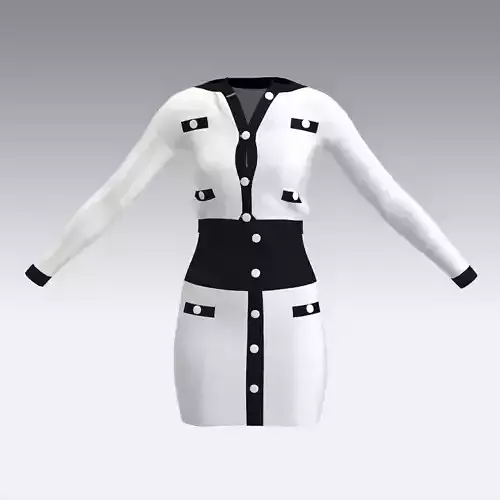 BLACK AND WHITE SKIRT AND JACKET LOOK 