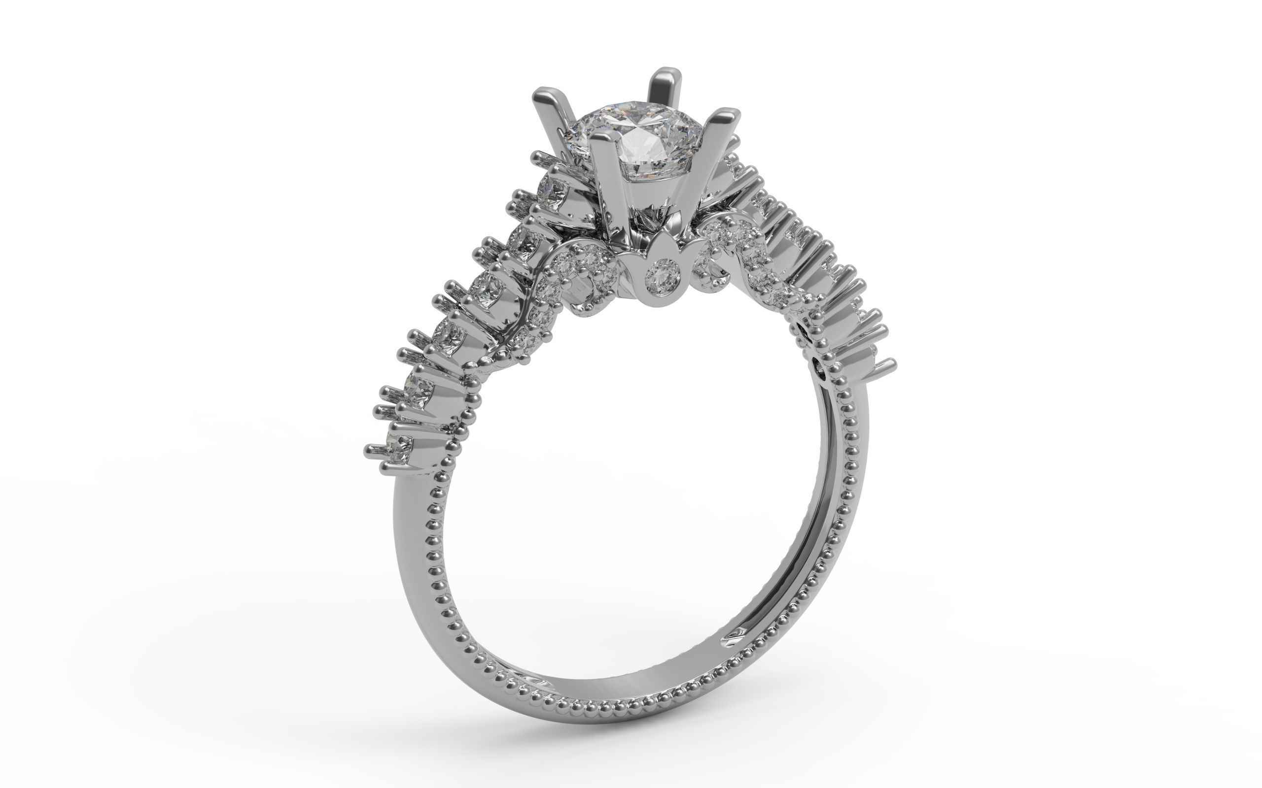 Solitaire Ring 3D print model_5