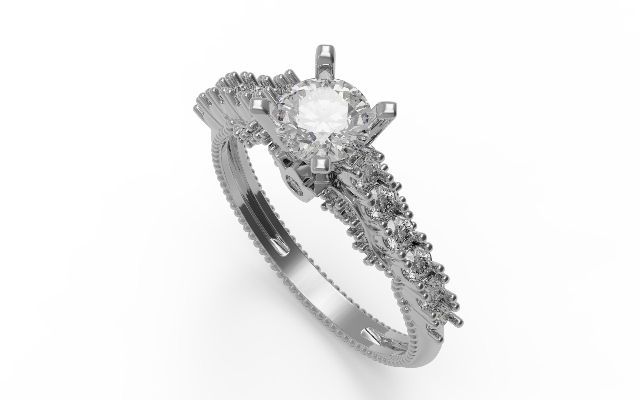 Solitaire Ring 3D print model_3