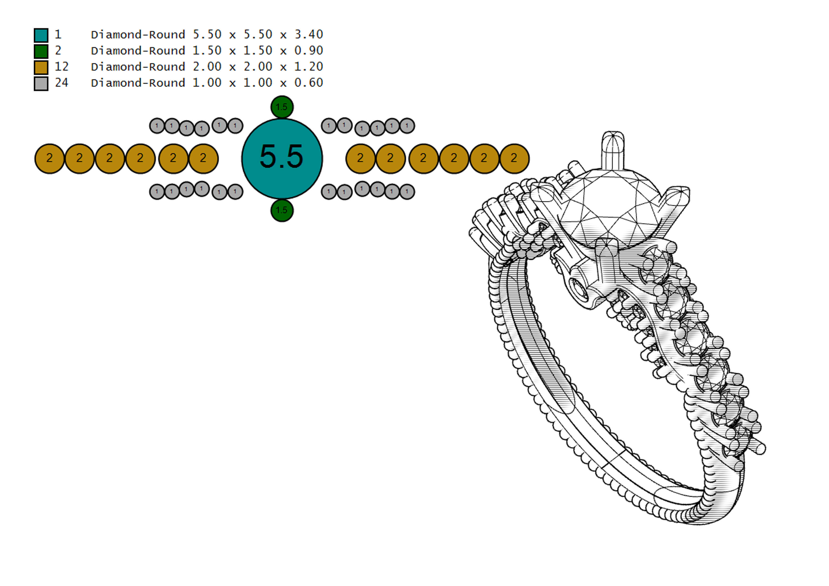 Solitaire Ring 3D print model_11