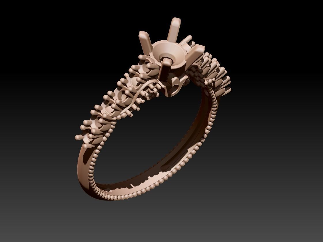 Solitaire Ring 3D print model_6