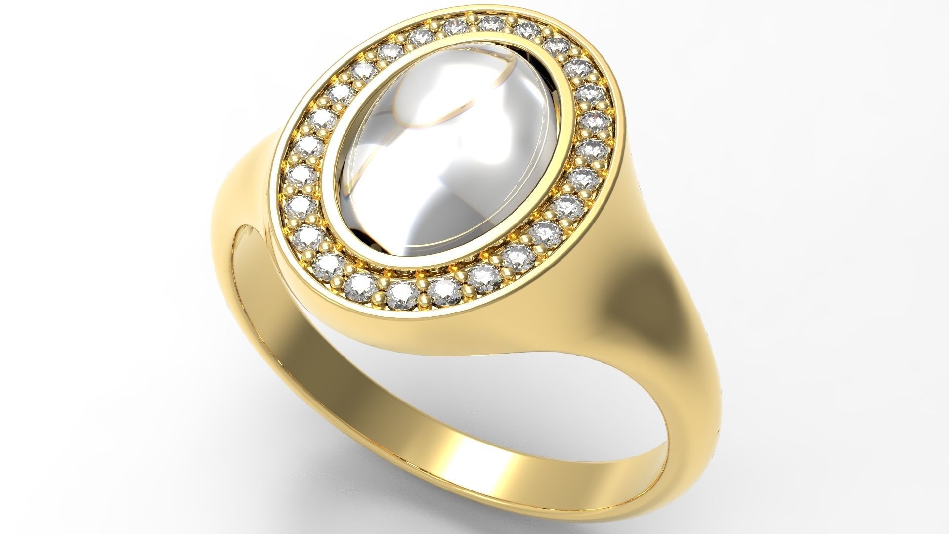 Signet ring with diamonds Five Sizes 3D Model Collection_5