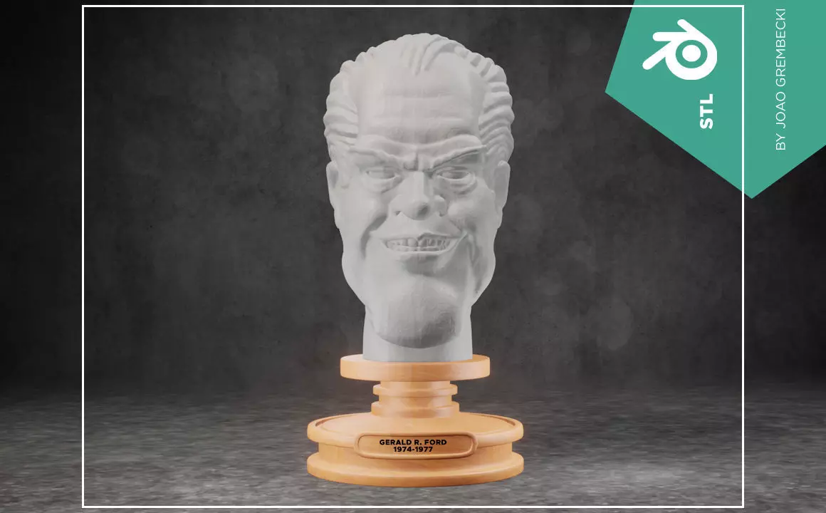 Gerald R Ford caricature STL 3D print model_0