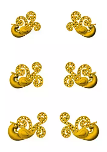 Peacock jewelry gold silver pendant piece earring design