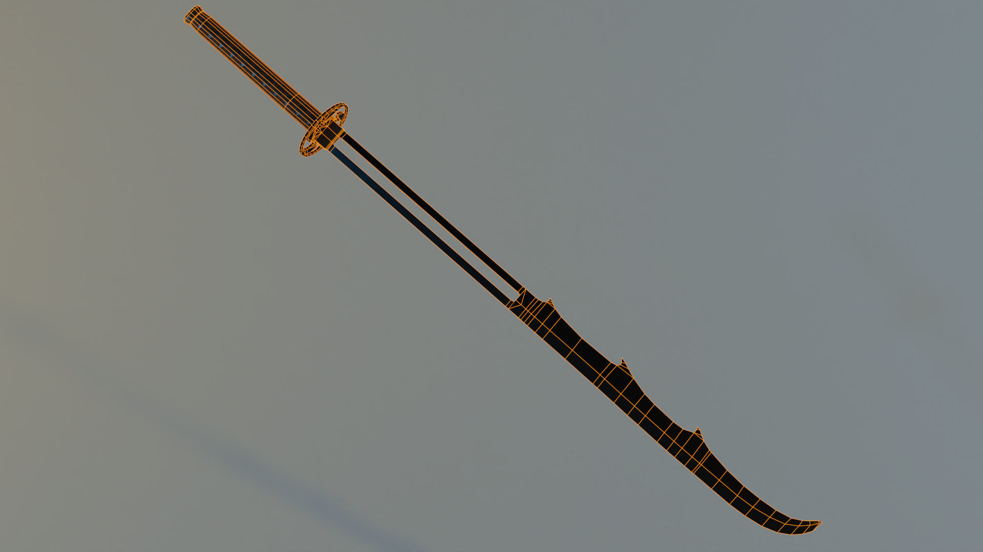 Katana samurai sword Low-poly 3D model_6