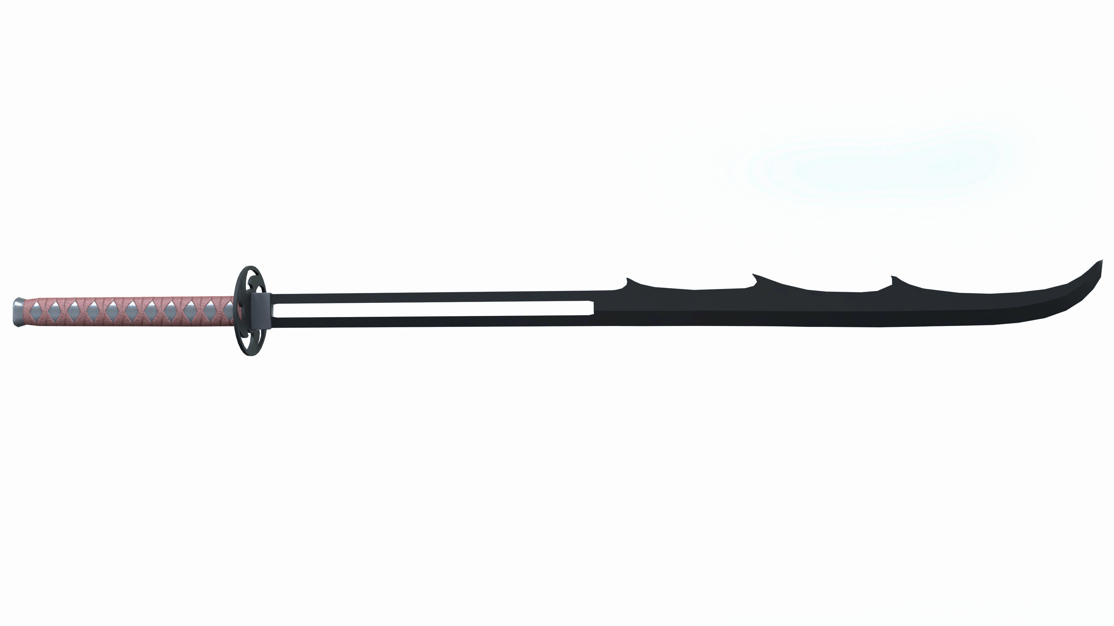 Katana samurai sword Low-poly 3D model_1