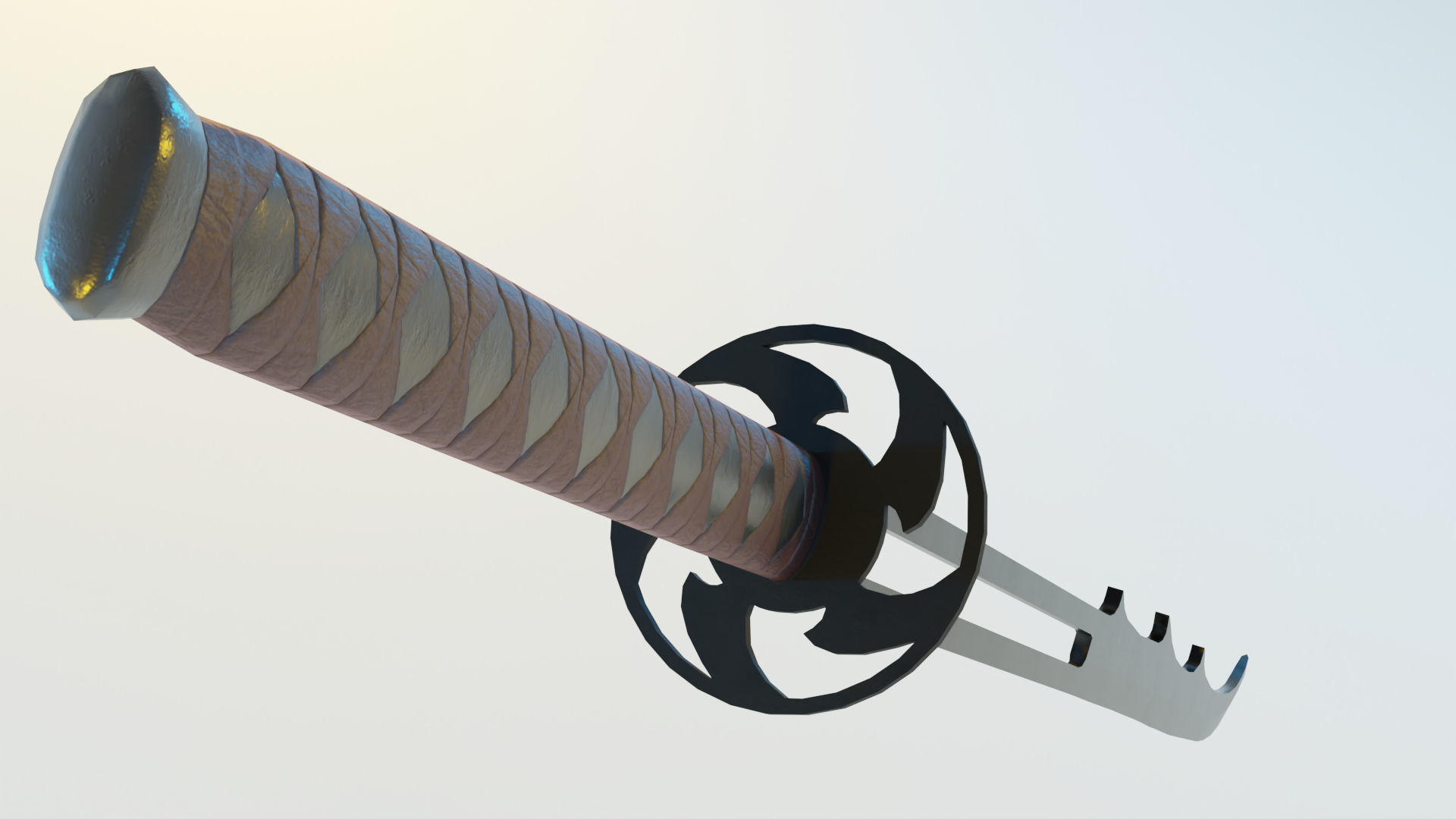 Katana samurai sword Low-poly 3D model_3