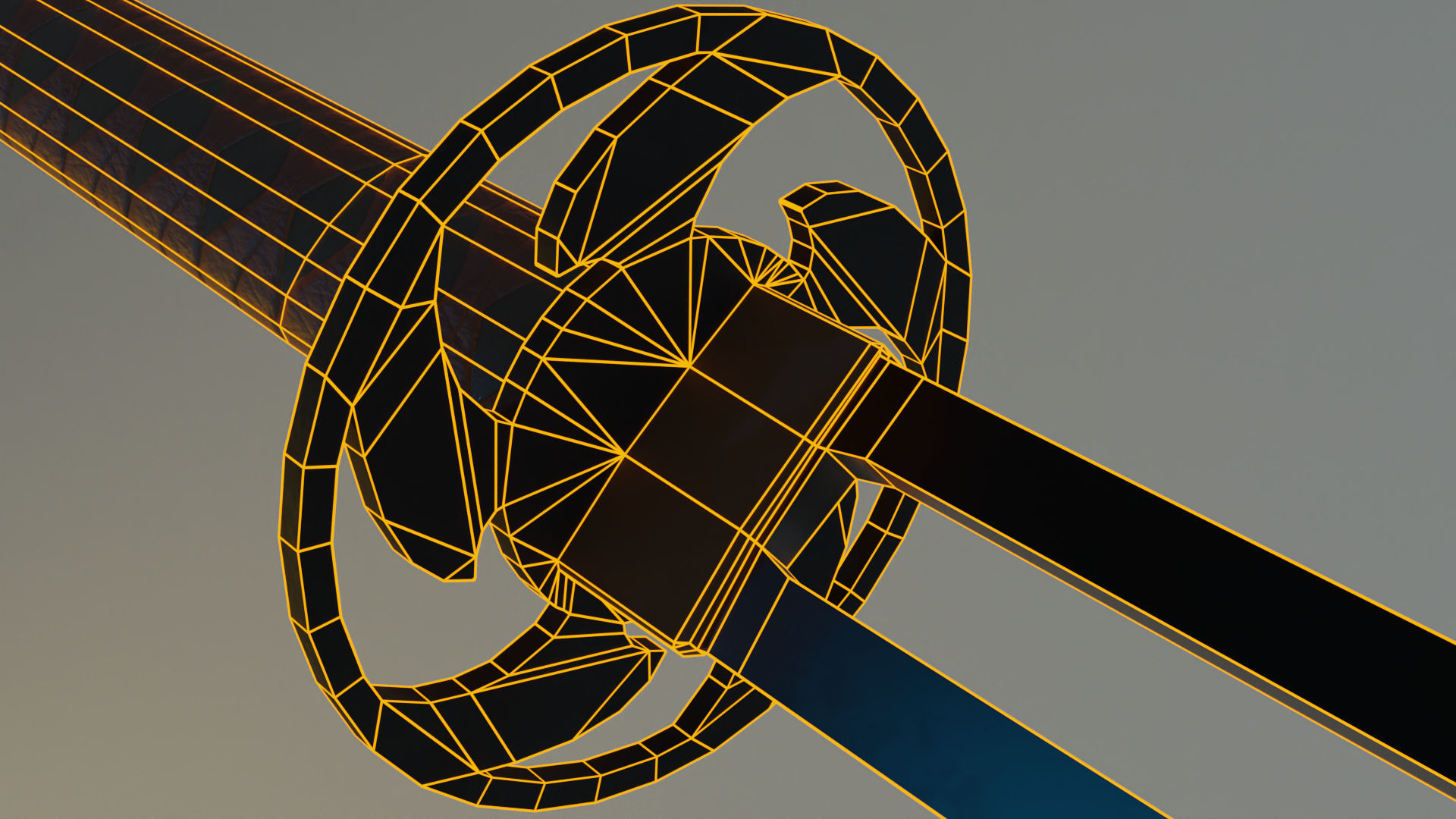 Katana samurai sword Low-poly 3D model_8