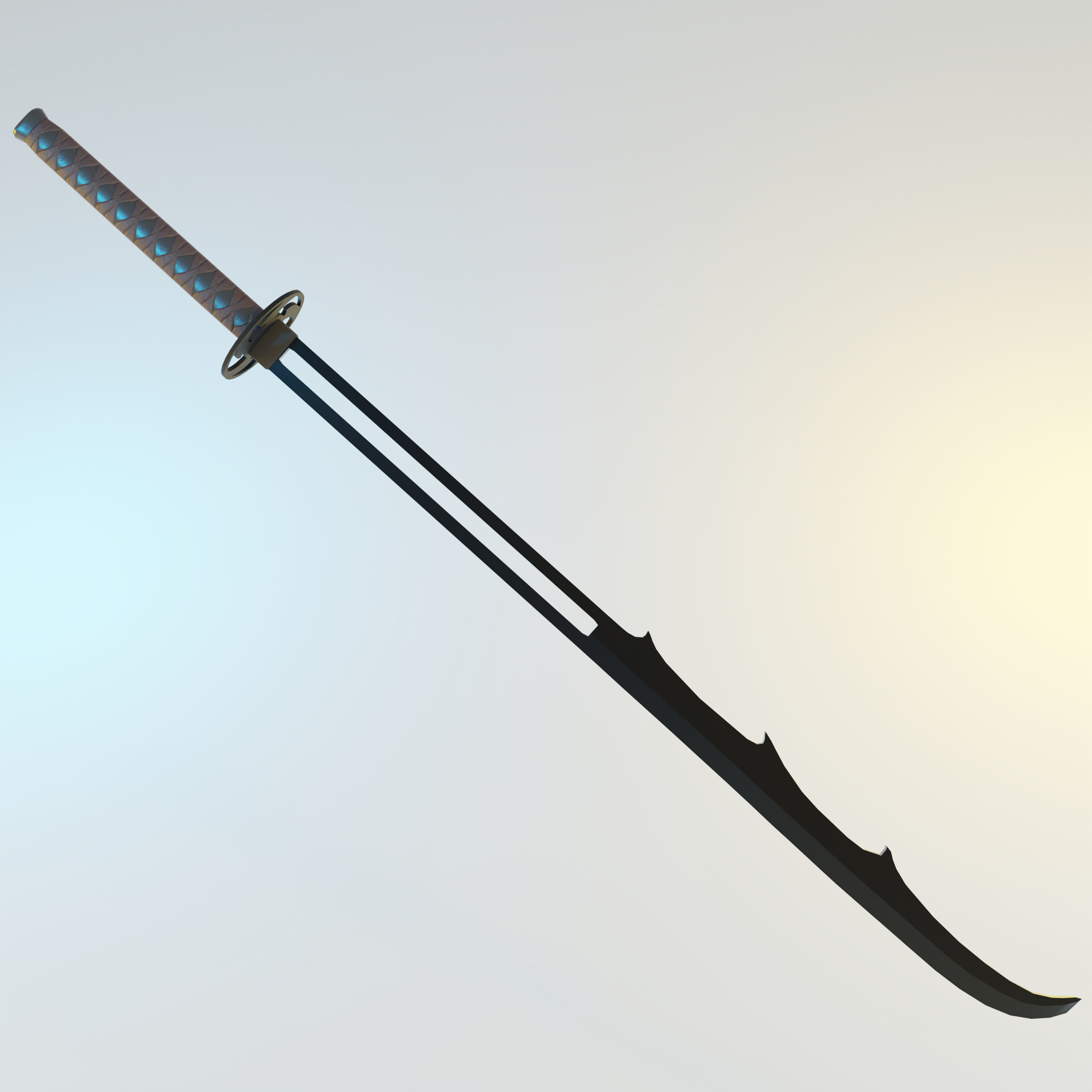 Katana samurai sword Low-poly 3D model_2