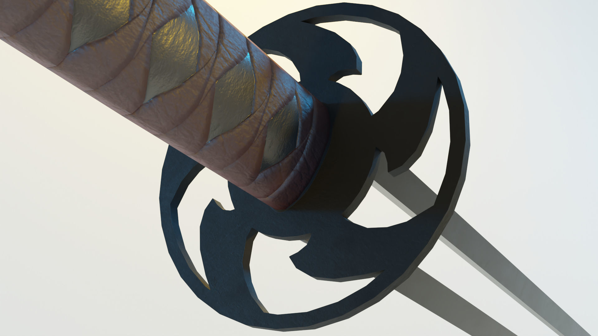 Katana samurai sword Low-poly 3D model_4