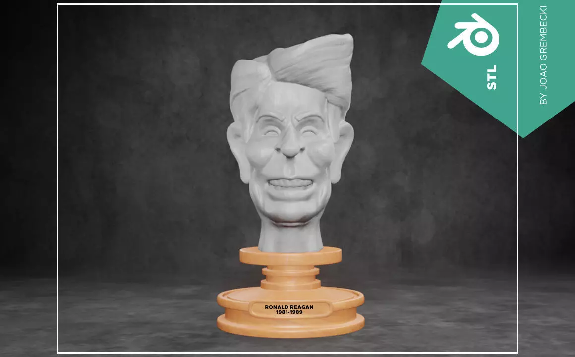 Ronald Reagan caricature STL 3D print model_0