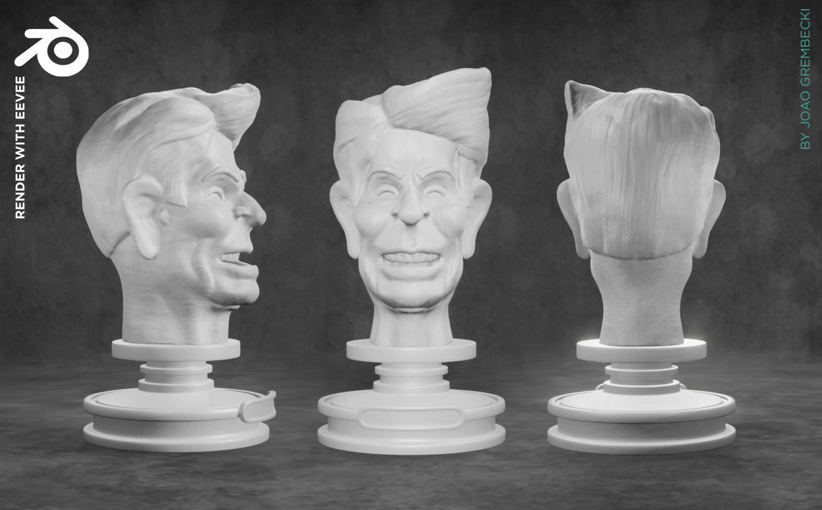Ronald Reagan caricature STL 3D print model_4