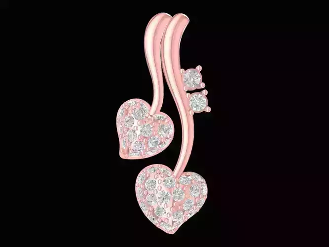 Romantic Double Heart Diamond Pendant for Women 2708