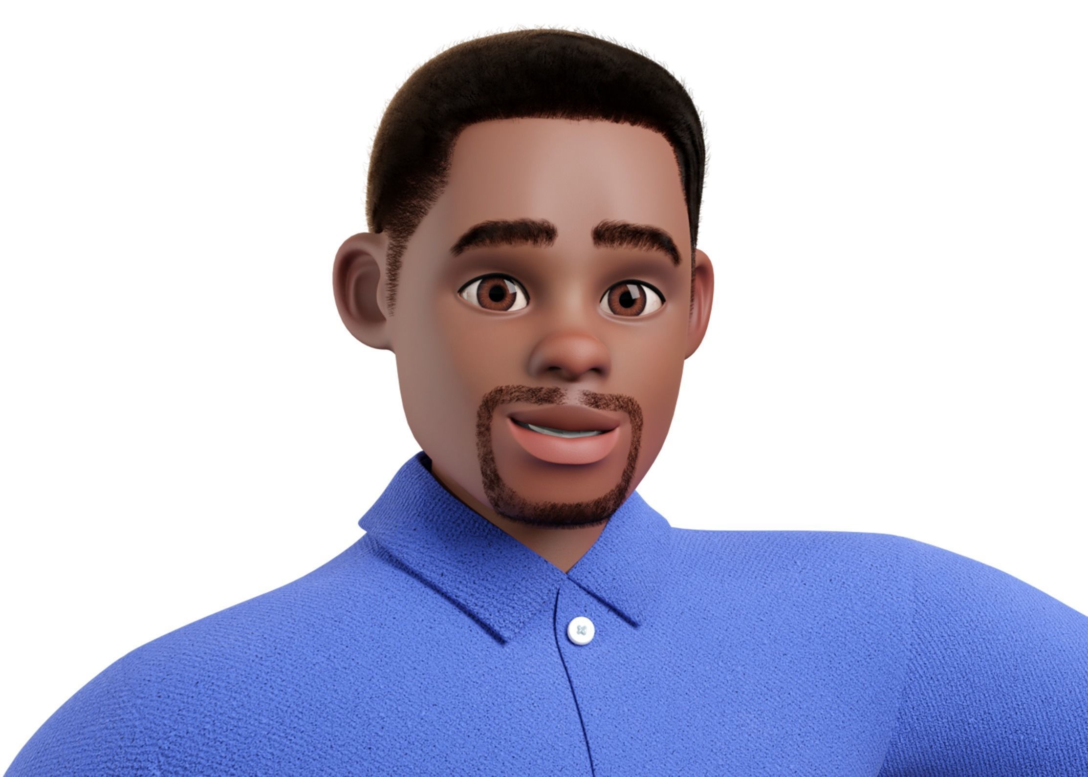 Cartoon Black Man Rigged Blender 3D model_4