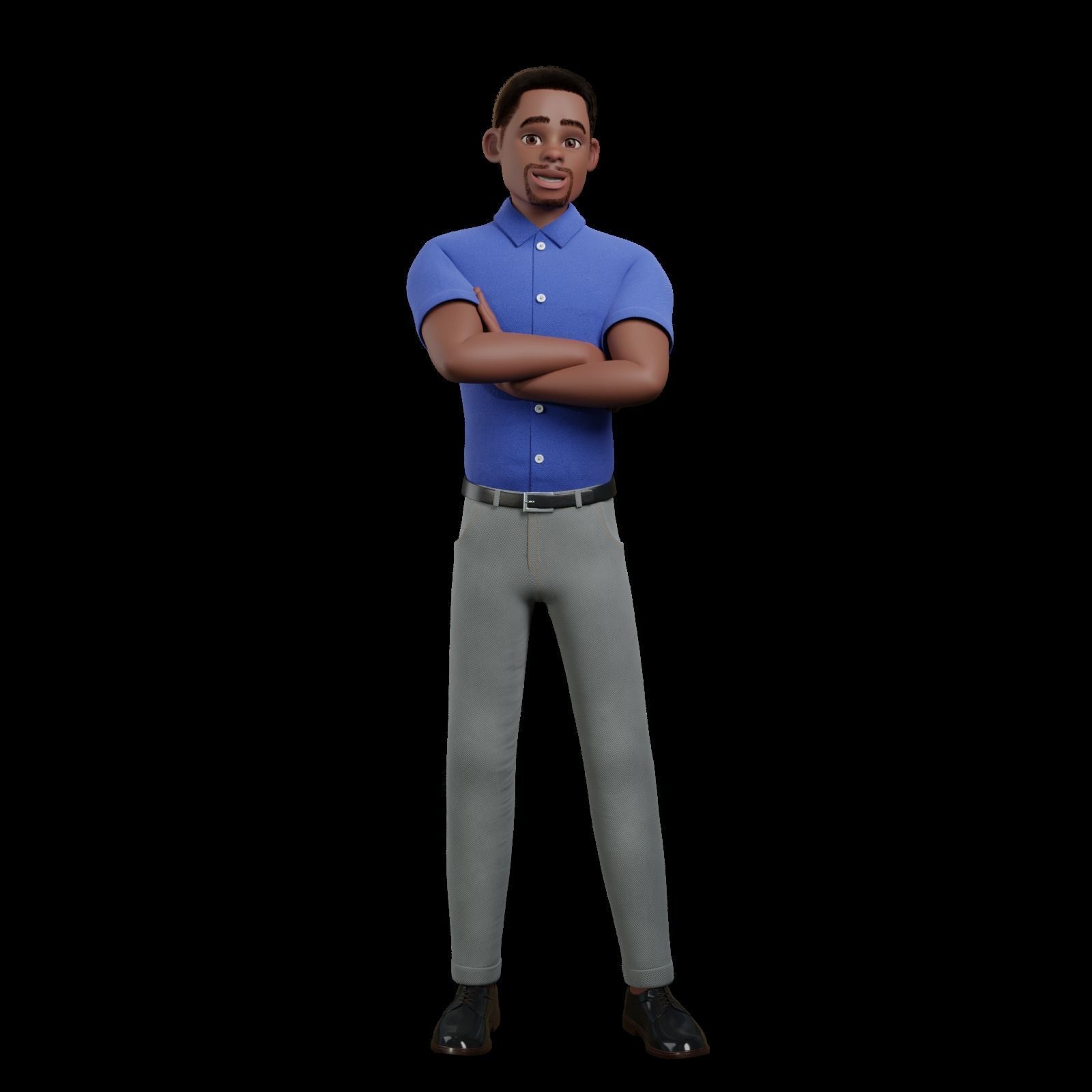 Cartoon Black Man Rigged Blender 3D model_29