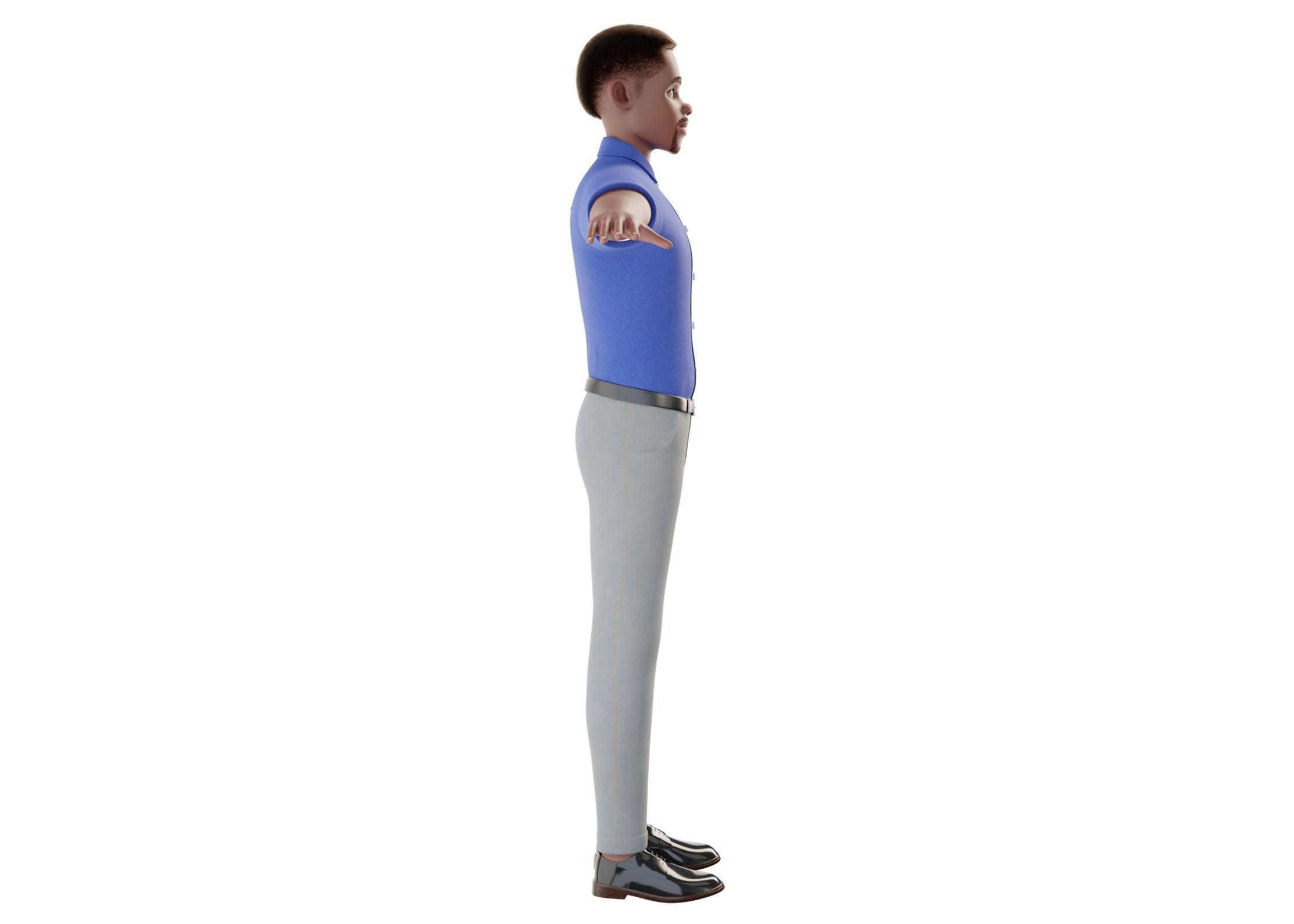 Cartoon Black Man Rigged Blender 3D model_16