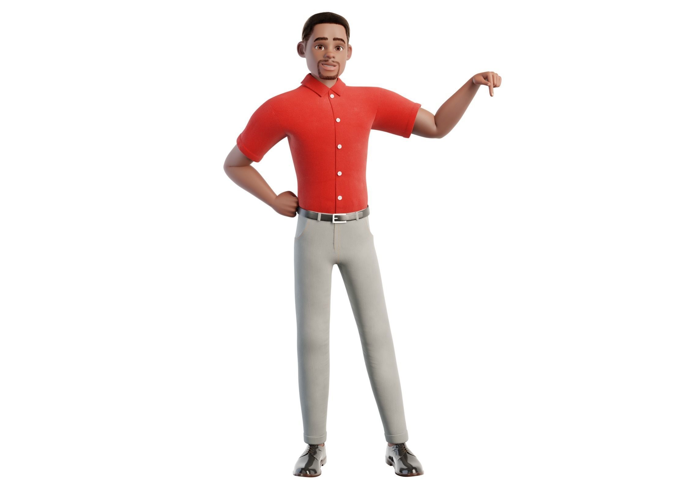 Cartoon Black Man Rigged Blender 3D model_9