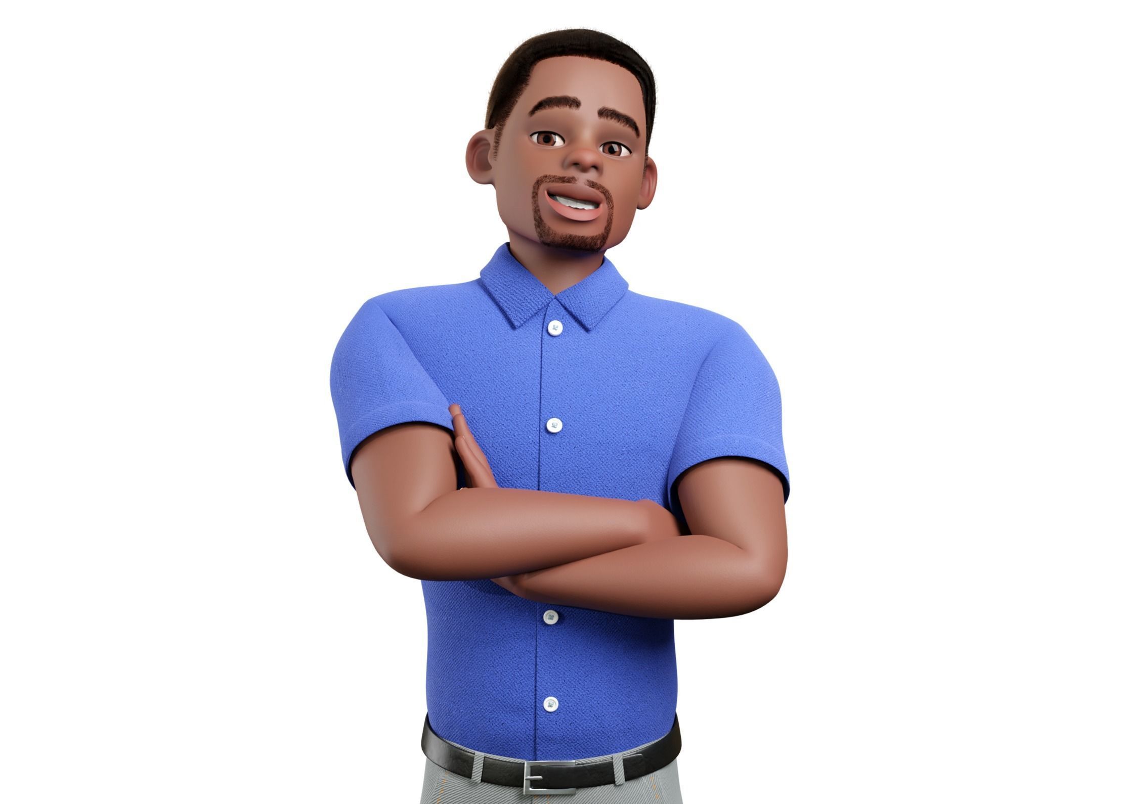 Cartoon Black Man Rigged Blender 3D model_12
