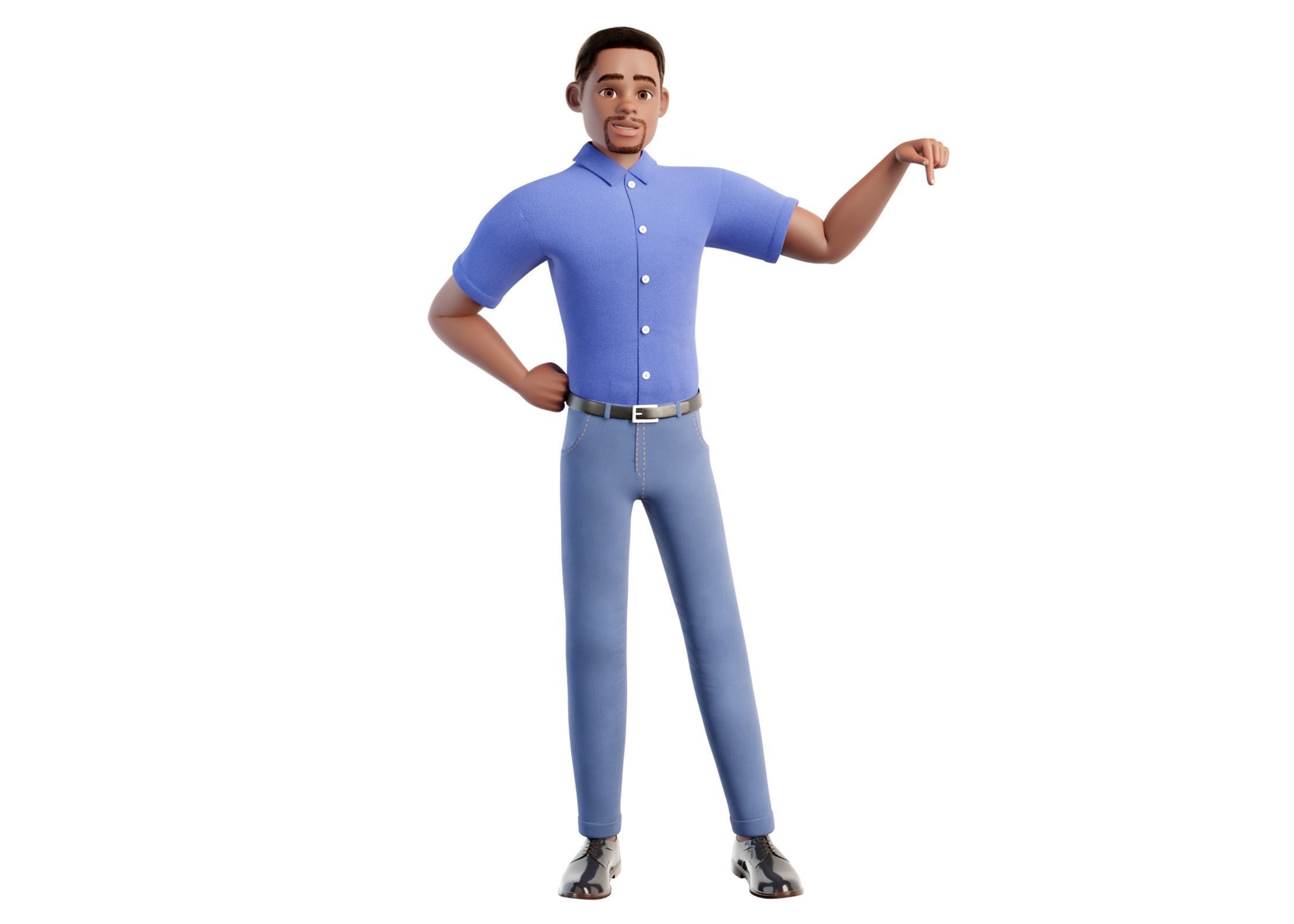 Cartoon Black Man Rigged Blender 3D model_8