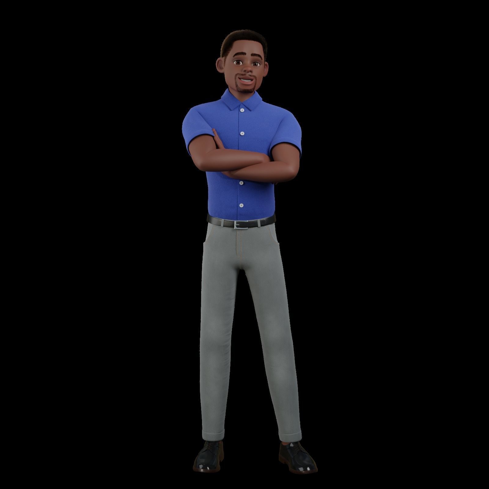 Cartoon Black Man Rigged Blender 3D model_30
