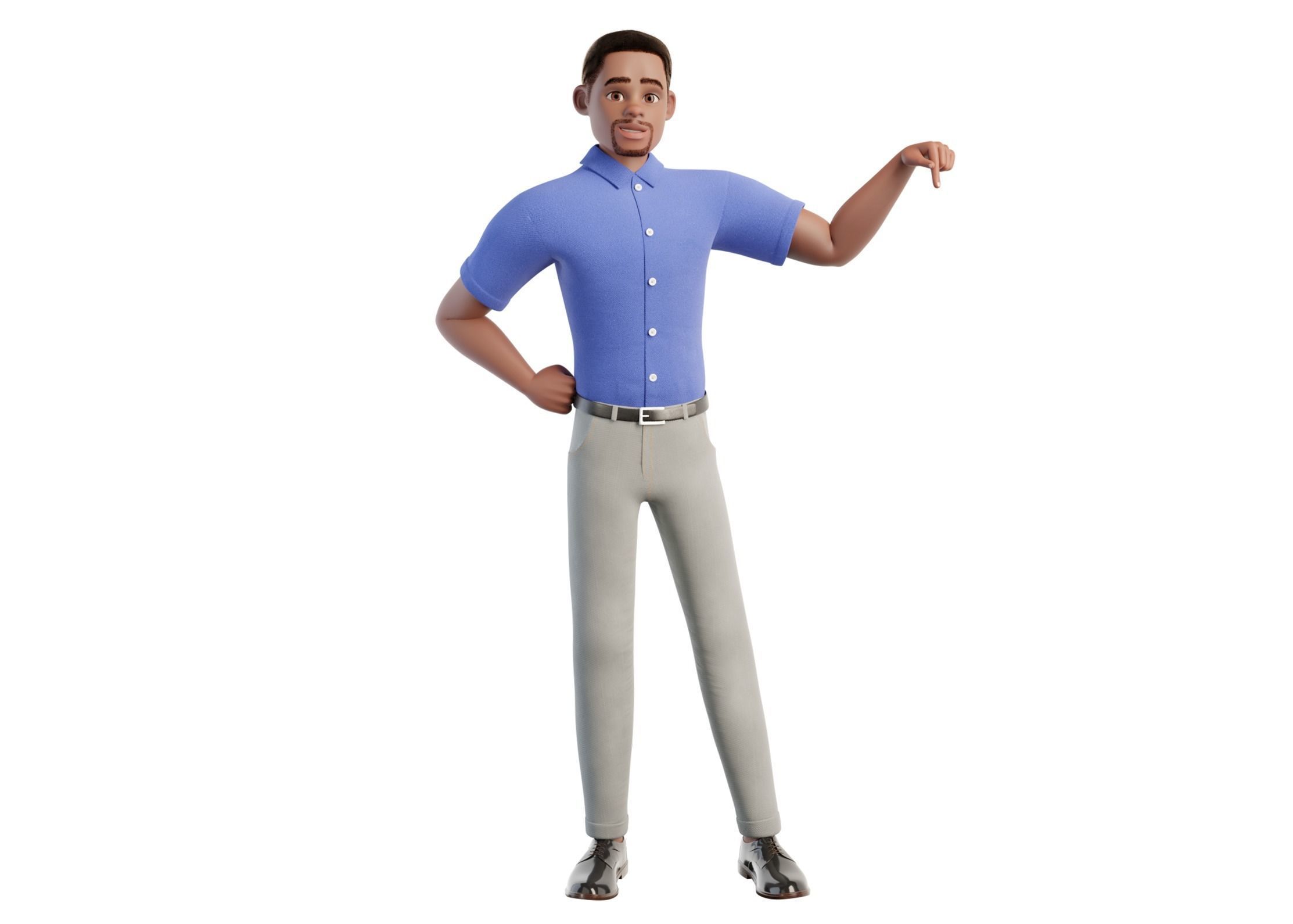 Cartoon Black Man Rigged Blender 3D model_22