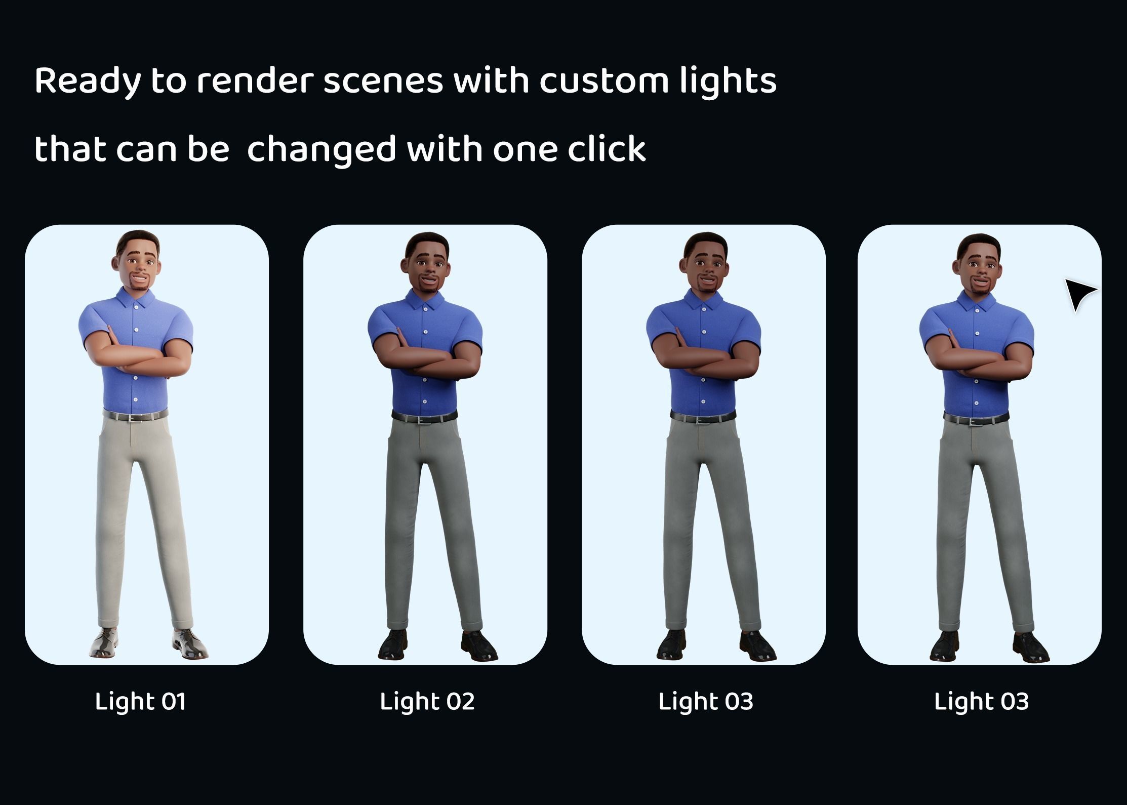Cartoon Black Man Rigged Blender 3D model_11